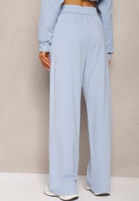 Renee - Jasnoniebieskie Szerokie Spodnie Dresowe z Elastycznej Bawełny Niarti. Kolor: niebieski. Materiał: dresówka, bawełna #2