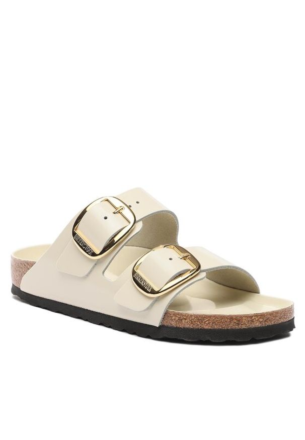 Birkenstock Klapki Arizona Big Buckle 1026128 Beżowy. Kolor: beżowy. Materiał: skóra, lakier