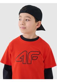 4f - 4F T-shirt z nadrukiem chłopięcy - pomarańczowy 158 (12-13 lat). Okazja: na co dzień. Kolor: pomarańczowy. Materiał: dzianina, bawełna, jersey. Długość rękawa: krótki rękaw. Długość: krótkie. Wzór: nadruk. Sezon: lato. Styl: klasyczny, sportowy, casual