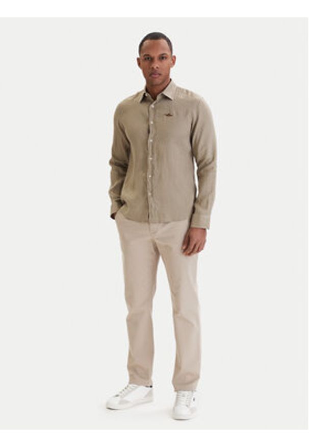 Aeronautica Militare Koszula 261CA1321UCT03089 Beżowy Regular Fit. Kolor: beżowy. Materiał: len