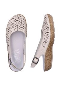 Skórzane komfortowe sandały ażurowe beżowe Rieker 44861-60 beżowy. Kolor: beżowy. Materiał: skóra. Wzór: ażurowy #3