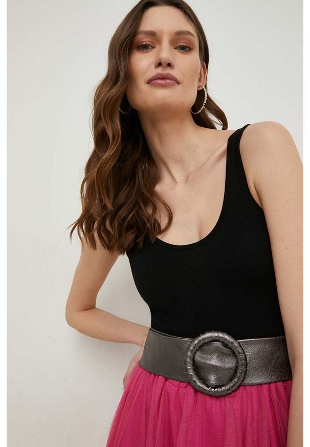 Answear Lab pasek skórzany damski kolor srebrny. Kolor: srebrny. Materiał: skóra