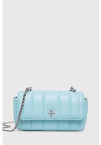 Tory Burch torebka skórzana kolor niebieski. Kolor: niebieski. Materiał: skórzane. Rodzaj torebki: na ramię #1