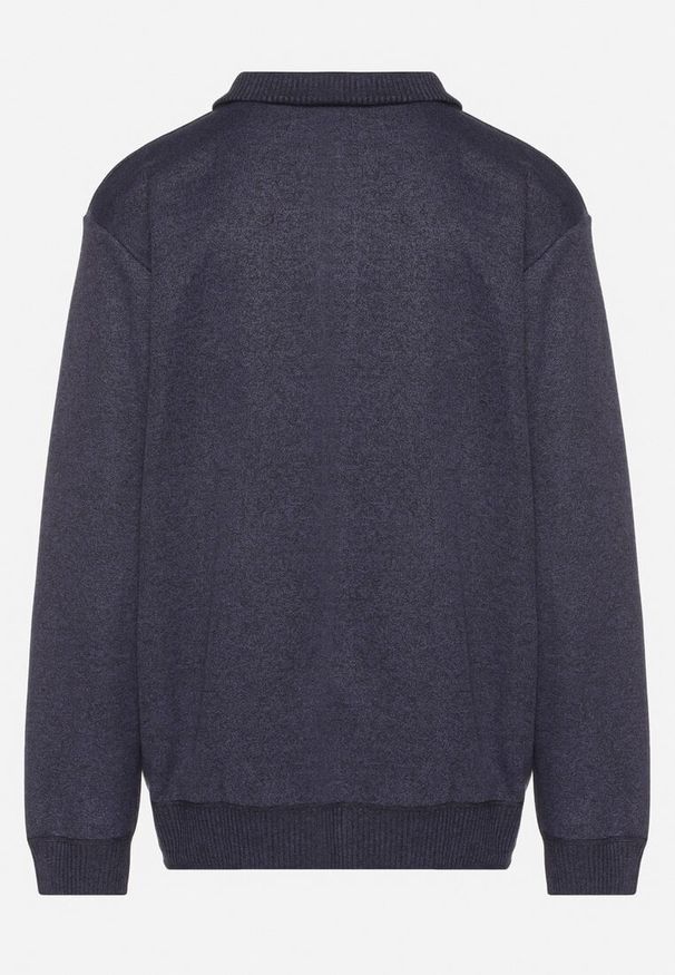 Born2be - Ciemnoniebieski Ocieplany Kardigan z Wełną Zapinany na Suwak Acendrie. Okazja: na spotkanie biznesowe, na co dzień. Kolekcja: plus size. Kolor: niebieski. Materiał: wełna. Styl: klasyczny, biznesowy, casual