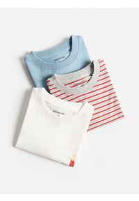 Reserved - Bawełniany t-shirt 3 pack - jasnoszary. Kolor: szary. Materiał: bawełna #1
