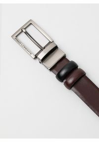 Pako Lorente - PAKO LORENTE - Dwustronny skórzany pasek z błyszczącą klamrą. Materiał: skóra #6