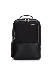 Wittchen - Męski plecak na laptopa 15,6” dwukomorowy z błyszczącym suwakiem czarny. Kolor: czarny. Materiał: poliester. Styl: elegancki #1