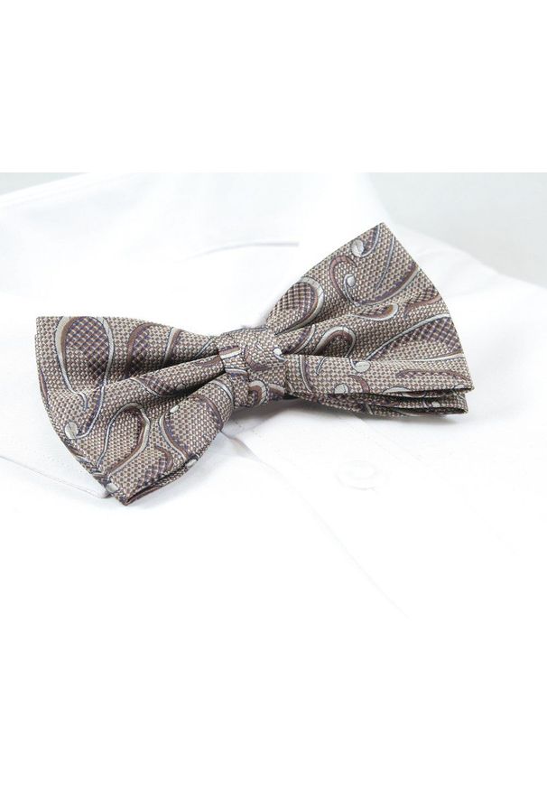 Chattier - Mucha Beżowa w Paisley, z Białą Poszetką, Elegancka, Męska -CHATTIER. Kolor: brązowy, beżowy, wielokolorowy. Materiał: poliester. Wzór: paisley. Styl: elegancki