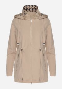 Born2be - Ciemnobeżowa Kurtka Parka Ściągana w Pasie Aridra. Okazja: na co dzień, na spacer. Kolor: beżowy. Materiał: jeans. Styl: casual, elegancki #4