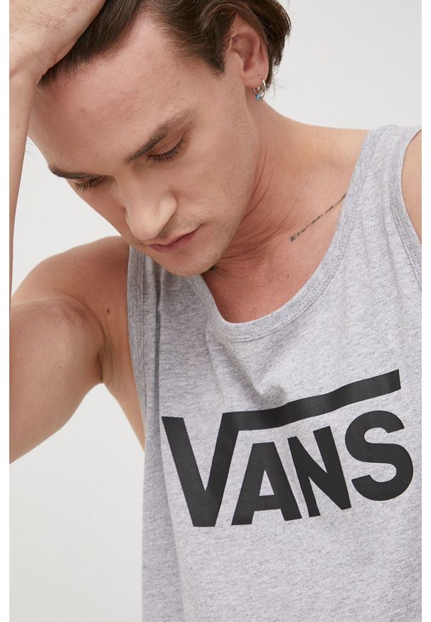 Vans t-shirt męski kolor szary. Kolor: szary. Materiał: materiał. Wzór: nadruk