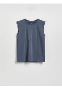 Reserved - Bawełniany t-shirt bez rękawów - niebieski. Kolor: niebieski. Materiał: bawełna. Długość rękawa: bez rękawów #1