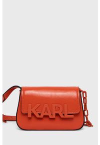 Karl Lagerfeld nerka skórzana kolor pomarańczowy. Kolor: pomarańczowy. Materiał: skóra