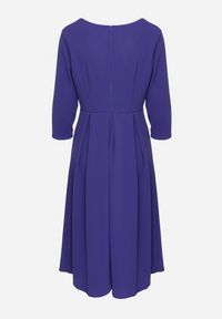 Born2be - Fioletowa Rozkloszowana Sukienka z Rękawem 3/4 Nomiel. Okazja: na spotkanie biznesowe. Typ kołnierza: dekolt w kształcie V. Kolor: fioletowy. Typ sukienki: rozkloszowane. Styl: klasyczny, elegancki, biznesowy #7