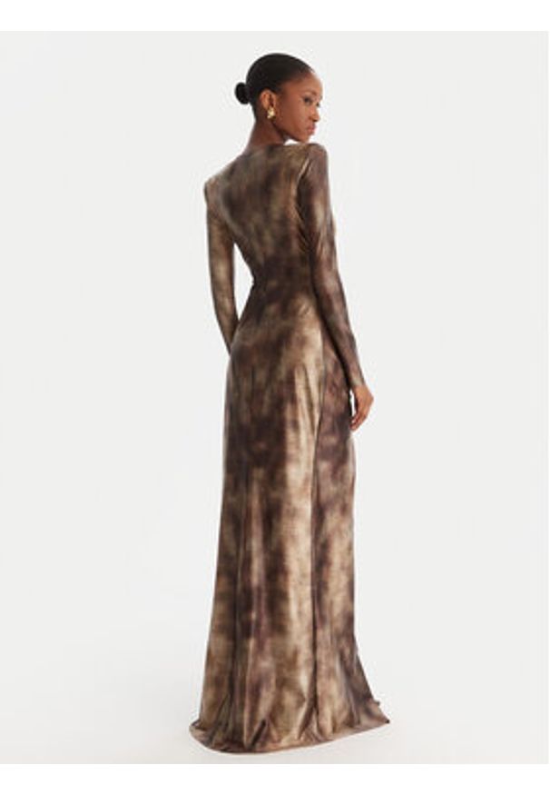 Elisabetta Franchi Sukienka wieczorowa AB-R35-57E2-V840 Brązowy Slim Fit. Kolor: brązowy. Materiał: syntetyk. Styl: wizytowy