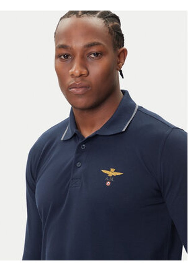 Aeronautica Militare Polo 252PO1653UP00082 Granatowy Regular Fit. Typ kołnierza: polo. Kolor: niebieski. Materiał: bawełna