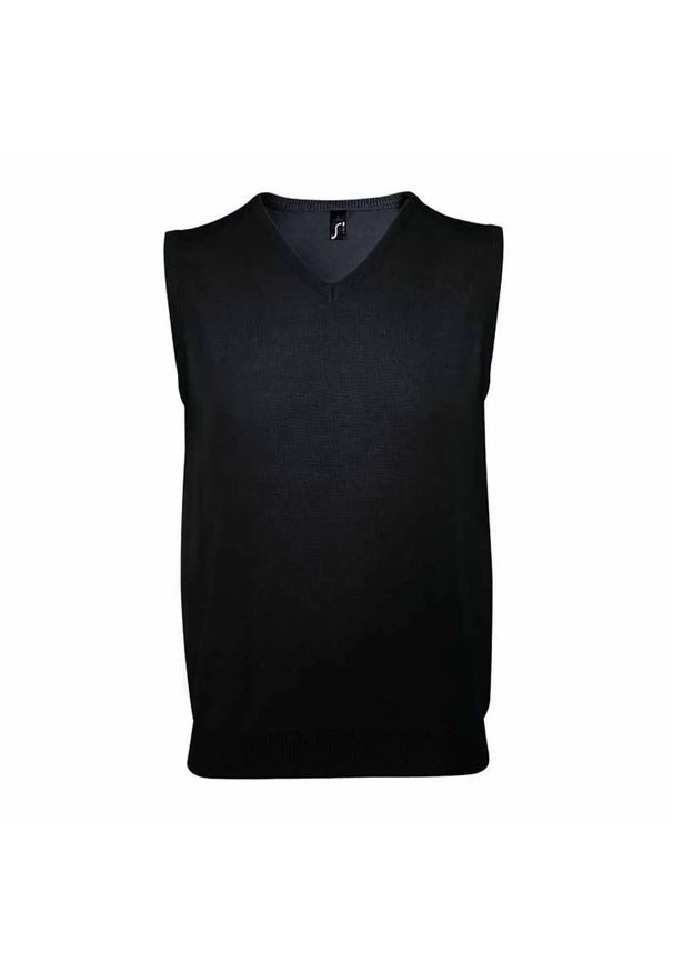 SOL'S - Dzianinowa Kamizelka Bez Rękawów Dla Dorosłych Panów Unisex. Kolor: czarny. Materiał: dzianina. Długość rękawa: bez rękawów