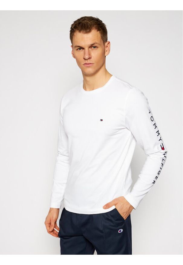 TOMMY HILFIGER - Tommy Hilfiger Longsleeve Logo MW0MW09096 Biały Regular Fit. Kolor: biały. Materiał: bawełna. Długość rękawa: długi rękaw