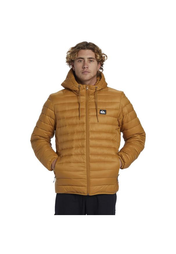 Quiksilver - Kurtka ocieplana męska SCALY. Okazja: na co dzień. Kolor: brązowy. Materiał: nylon, materiał. Styl: casual