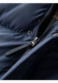 Ombre Clothing - Kurtka męska puffer z podszewką w kratę – granatowa V1 - Rozmiar: S. Kolor: niebieski. Materiał: guma, poliester, materiał, bawełna, syntetyk, nylon. Długość: długie. Wzór: aplikacja #3