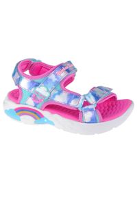 skechers - Skechers Rainbow Racer Sandal-Summer Sky, dla dziewczynki, sandały, Niebieskie. Zapięcie: rzepy. Kolor: wielokolorowy. Materiał: tkanina. Sport: turystyka piesza