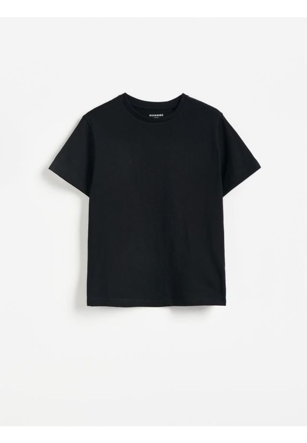 Reserved - Bawełniany t-shirt - czarny. Kolor: czarny. Materiał: bawełna