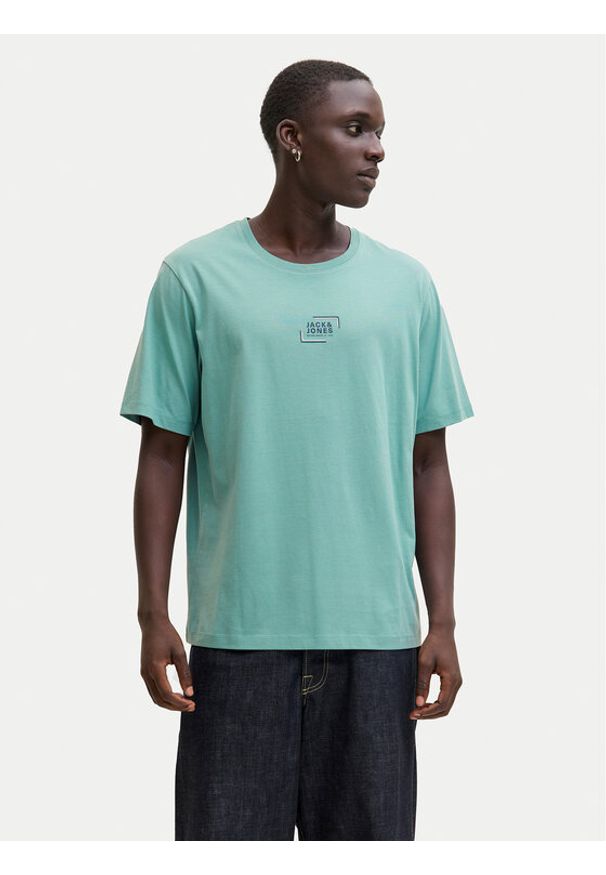 Jack & Jones T-Shirt Corp Graphic 12268415 Turkusowy Regular Fit. Kolor: turkusowy. Materiał: bawełna