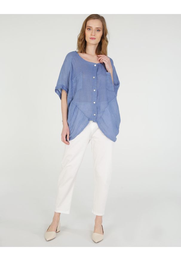 Unisono - LNIANA BLUZKA 243-9713-2 JEANS. Materiał: jeans, len