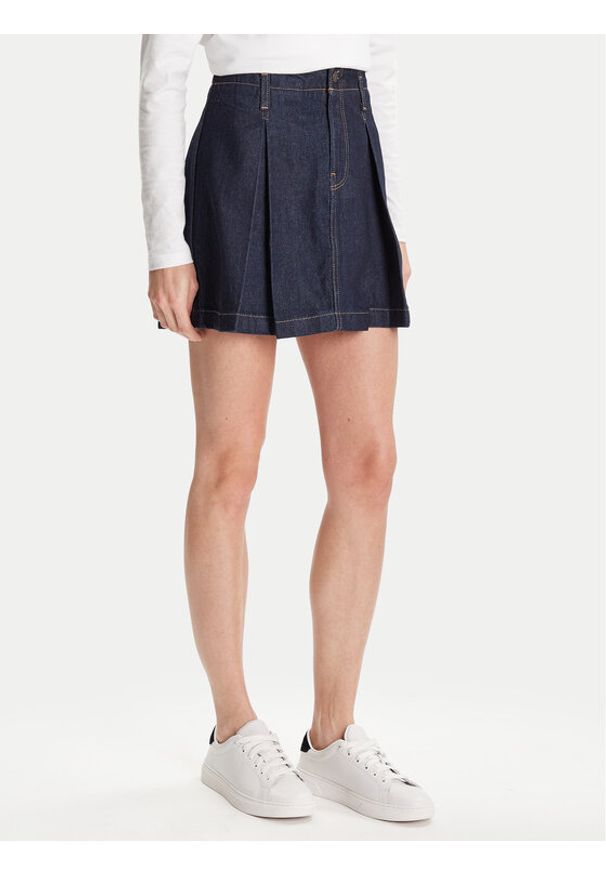 Calvin Klein Jeans Spódnica jeansowa LV047C717G Granatowy Regular Fit. Kolor: niebieski. Materiał: bawełna