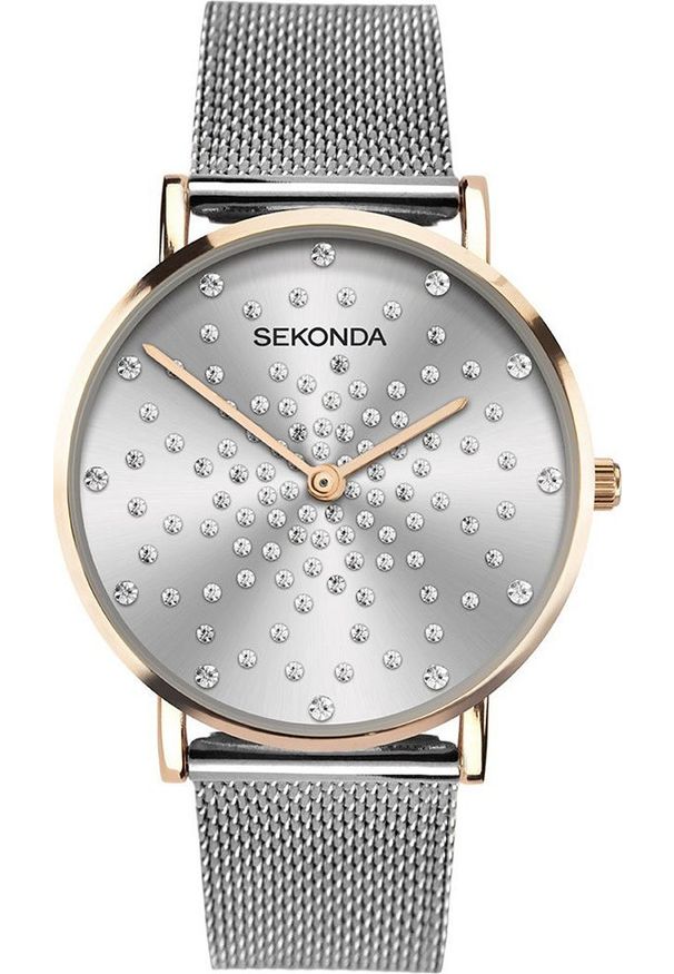 Zegarek Sekonda Zegarek damski SEK.40028 CYRKONIE srebrny. Kolor: srebrny