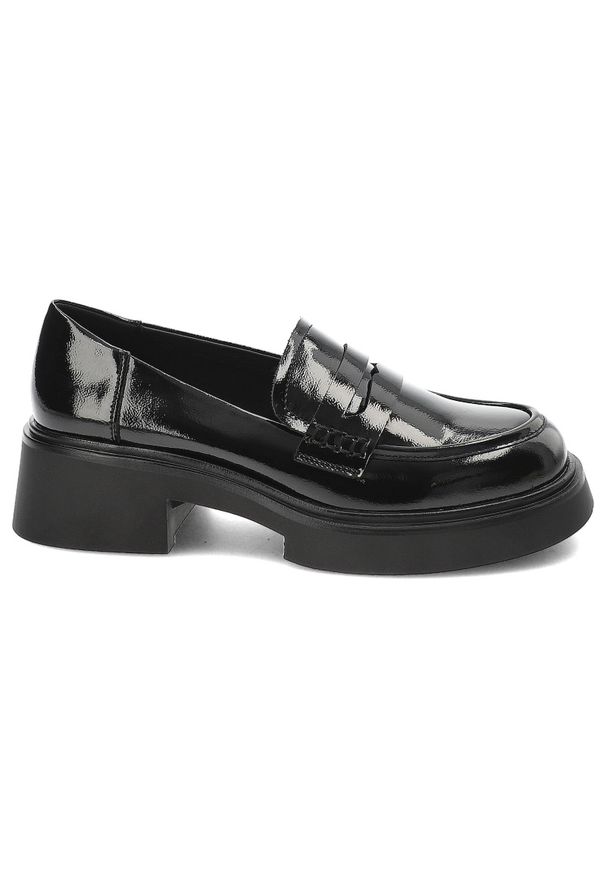 Czarne Mokasyny S.Barski Eleganckie Obuwie Damskie. Wysokość cholewki: za kolano. Kolor: czarny. Materiał: materiał. Styl: elegancki