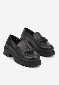 Born2be - Czarne Mokasyny na Grubej Podeszwie z Frędzlami Sewolia. Kolor: czarny. Materiał: jeans #5