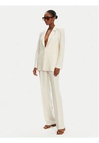 Patrizia Pepe Spodnie materiałowe 2P1659 A052 B823 Écru Regular Fit. Kolor: kremowy. Materiał: wiskoza, len #6