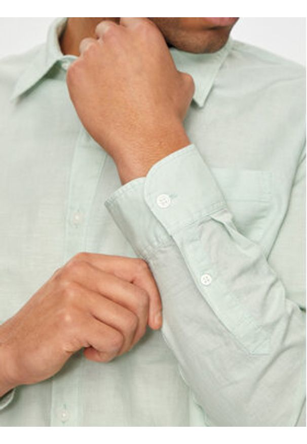 Wrangler Koszula W5D6LOX6U 112330800 Turkusowy Relaxed Fit. Kolor: turkusowy. Materiał: len