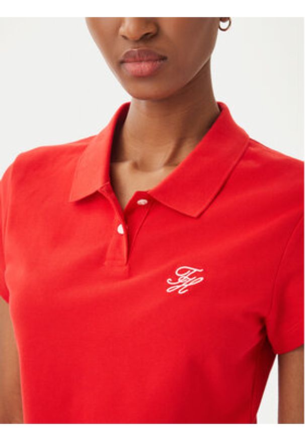 TOMMY HILFIGER - Tommy Hilfiger Polo 1985 Logo WW0WW49259 Pomarańczowy Slim Fit. Typ kołnierza: polo. Kolor: pomarańczowy. Materiał: bawełna