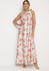 Born2be - Różowa Satynowa Sukienka w Kwiaty Fenaresia. Okazja: na co dzień, na spacer. Kolor: różowy. Materiał: satyna. Długość rękawa: na ramiączkach. Wzór: kwiaty. Sezon: lato. Typ sukienki: proste. Styl: casual, elegancki #7