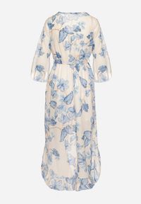 Born2be - Niebieska Bawełniana Sukienka Kopertowa o Asymetrycznym Kroju z Wiązanym Paskiem Niteira. Okazja: na co dzień, na randkę. Typ kołnierza: dekolt w kształcie V. Kolor: niebieski. Materiał: bawełna. Typ sukienki: asymetryczne, kopertowe. Styl: casual #7