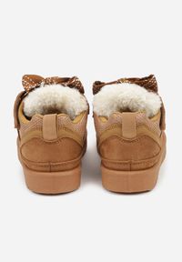 Born2be - Brązowe Sneakersy Śniegowce z Ocieplaną Wyściółką i Szerokimi Sznurówkami Naleia. Okazja: na uczelnię. Zapięcie: sznurówki. Kolor: brązowy. Materiał: jeans. Styl: sportowy, elegancki #4
