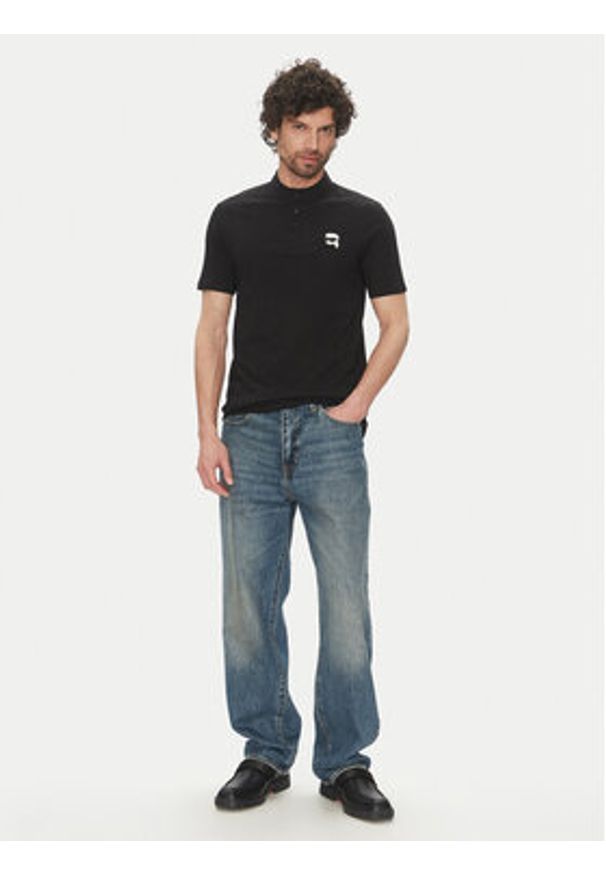 Karl Lagerfeld - KARL LAGERFELD Polo 745023 552224 Czarny Regular Fit. Typ kołnierza: polo. Kolor: czarny. Materiał: bawełna