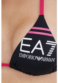 EA7 Emporio Armani dwuczęściowy strój kąpielowy kolor czarny usztywniona miseczka. Kolor: czarny. Wzór: nadruk #4
