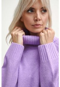 medicine - Medicine sweter damski kolor różowy z golfem. Typ kołnierza: golf. Kolor: fioletowy. Materiał: materiał. Długość rękawa: raglanowy rękaw. Długość: długie #3