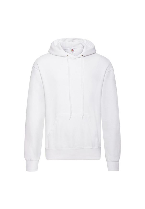 FRUIT OF THE LOOM - Męska Klasyczna Zwykła Bluza Z Kapturem. Typ kołnierza: kaptur. Kolor: biały
