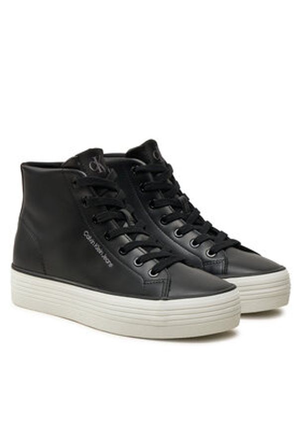 Calvin Klein Jeans Sneakersy Bold Vulc Flatf Mid Lth In YW0YW01634 Czarny. Kolor: czarny. Materiał: skóra