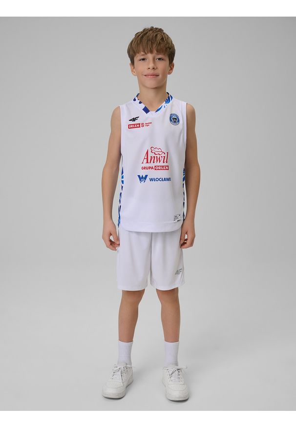 4f - 4F Koszulka meczowa replika domowa z sezonu 2025/26 dziecięca 4F x Anwil Włocławek - biała 146/152 (10-12 lat). Kolor: biały. Materiał: materiał. Wzór: nadruk. Sezon: lato