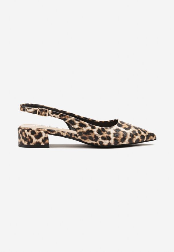 Renee - Panterkowe Sandały na Słupku Typu Slingback Odavine. Okazja: na spotkanie biznesowe. Zapięcie: sprzączka. Sezon: lato. Obcas: na słupku. Styl: elegancki, biznesowy. Wysokość obcasa: średni