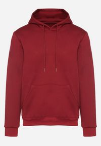 Born2be - Bordowa Bluza z Kapturem i Kangurkową Kieszenią Envila. Okazja: na co dzień. Typ kołnierza: kaptur. Kolor: czerwony. Materiał: jeans. Styl: casual, elegancki
