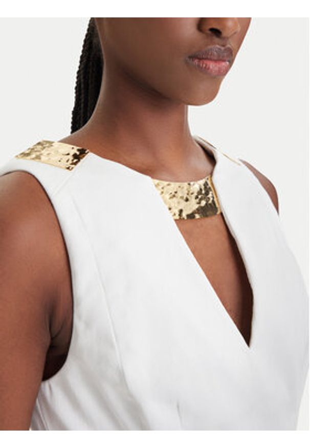 Elisabetta Franchi Sukienka koktajlowa AB-856-61E2-V490 Biały Regular Fit. Kolor: biały. Materiał: bawełna. Styl: wizytowy