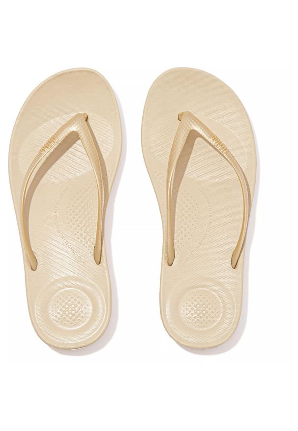 Flip*Flop - Plaskanie FITFLOP Women Iqushion Ergonomic Flip-Flops, Dla obu płci. Kolor: beżowy. Materiał: guma, materiał