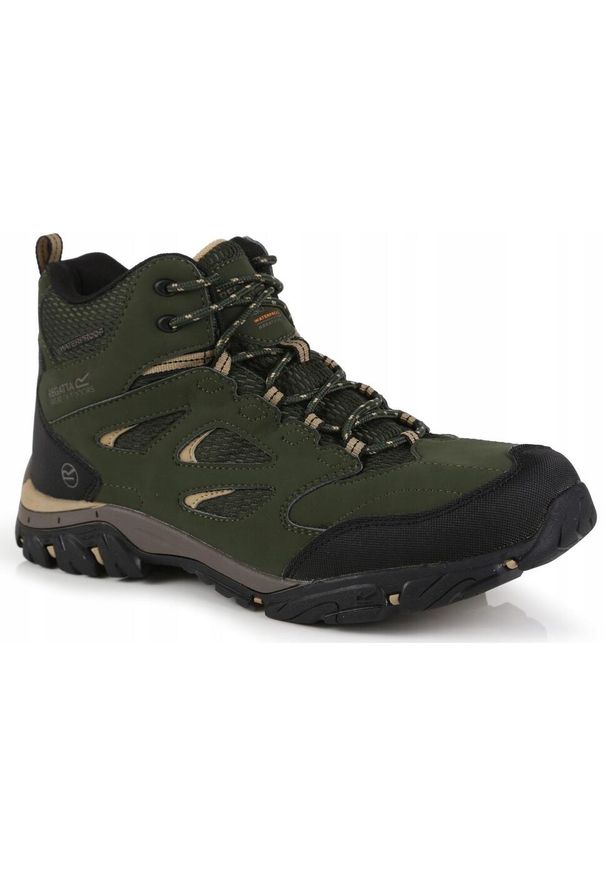 Buty trekkingowe męskie HolcombeIEP Mid Regatta. Kolor: zielony. Sport: turystyka piesza