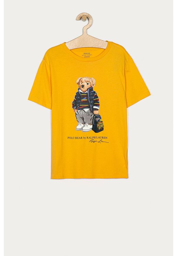 Polo Ralph Lauren - T-shirt dziecięcy 134-176 cm. Okazja: na co dzień. Typ kołnierza: polo. Kolor: żółty. Materiał: bawełna, dzianina. Wzór: nadruk. Styl: casual