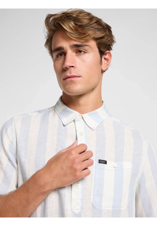 Lee - MESKA KOSZULA LEE POPOVER SHIRT SS SHY BLUE 112364226